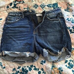 KanCan Gigi High Rise Double Fold Hem Distressed Jean Shorts Sz 27